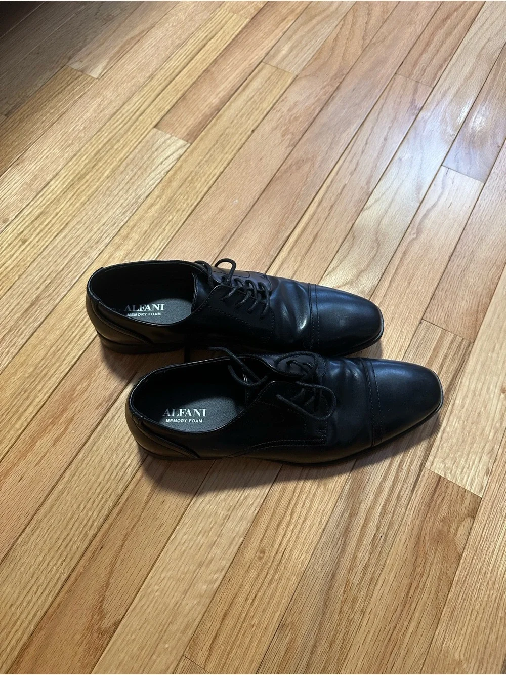 Alfani Black Cap-Toe Leather Derby Shoes Size 7